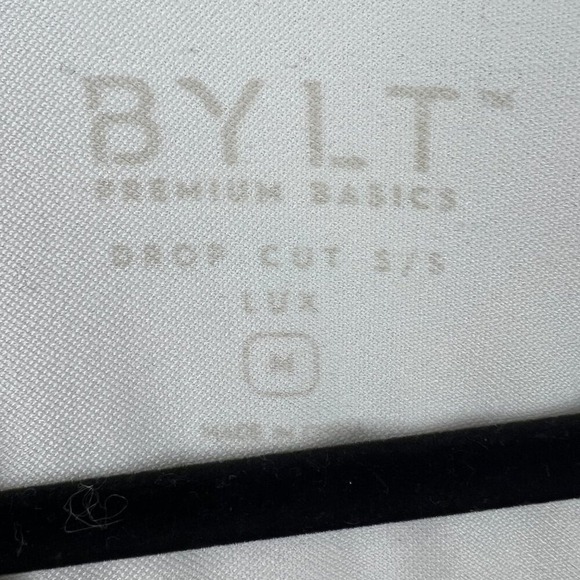 BYLT Mens Drop Cut LUX Short Sleeve Crew Neck Basic T-Shirt Size M Cream - Picture 4 of 7